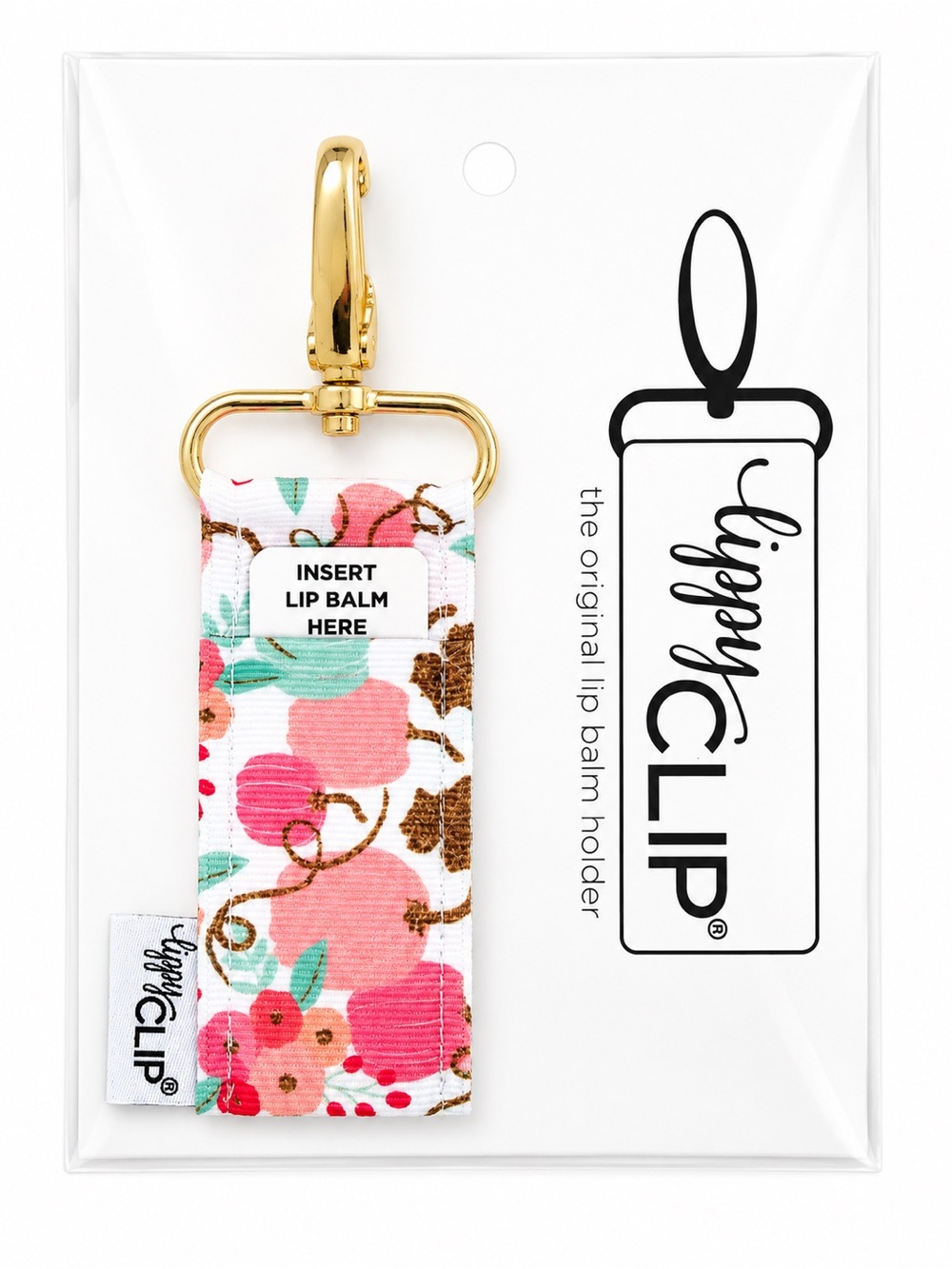 Pastel Pumpkin Lip Balm Holder Keychain - Pink, Coral & Gold